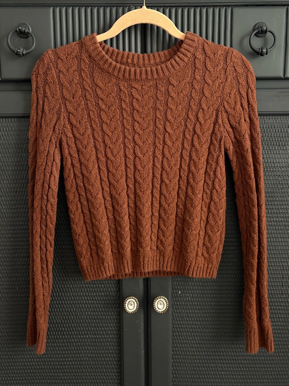 Classic Cable-Knit Women's Sweater in Brown